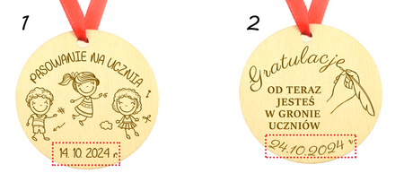 Medal na Pasowanie - Drewniany, personalizacja, wiele wzorów