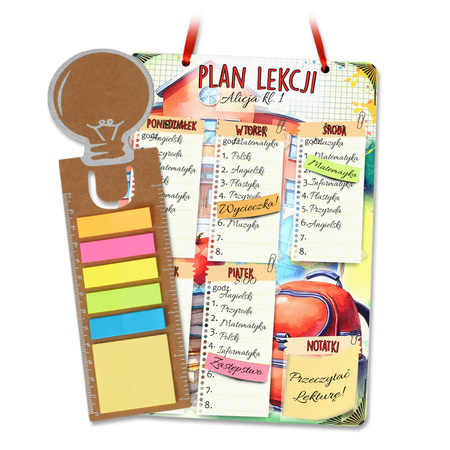 Pamiątka pasowania na ucznia plan lekcji z planerem