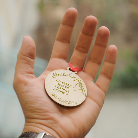 Medal na Pasowanie - Drewniany, personalizacja, wiele wzorów