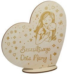 Prezent na Dzień Mamy - Drewniane serce z grawerem