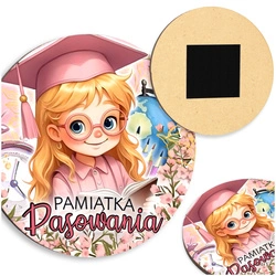 Drewniany magnes na pasowanie ucznia – pamiątka