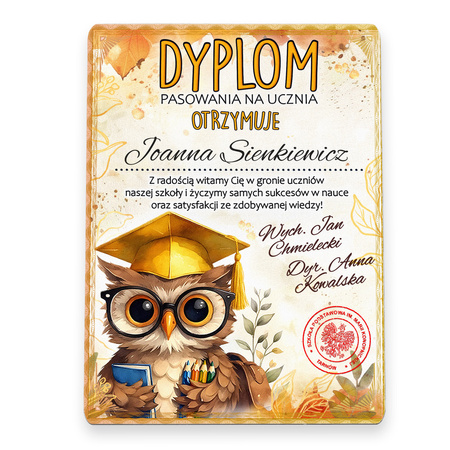 Prezent na rozpoczęcie szkoły – kolorowy dyplom z drewna