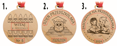 Medal Dzień Przedszkolaka - Drewniany, personalizacja, wiele wzorów
