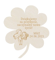 Podziękowanie dla Gości Weselnych - Drewniany Magnes Koniczyna