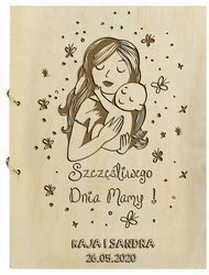 Naturalny album pionowy z personalizowaną okładką - Prezent na Dzień Mamy 