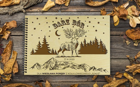Naturalny album poziomy z personalizowaną okładką - Prezent dla Myśliwego 