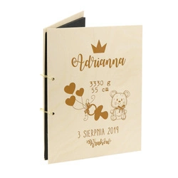Naturalny album pionowy z personalizowaną okładką - Metryczka 