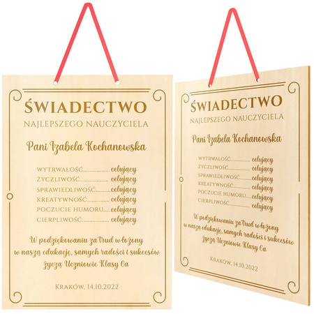 Dyplom/Świadectwo - Prezent na Dzień nauczyciela