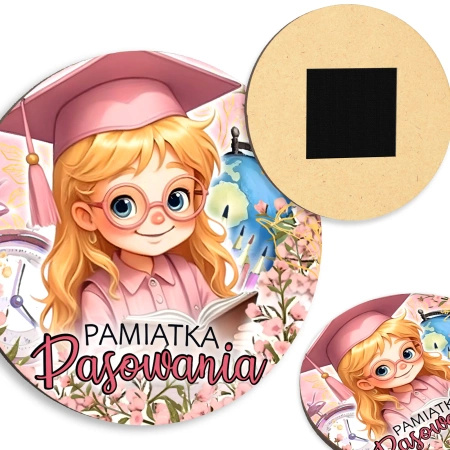 Drewniany magnes na pasowanie ucznia – pamiątka