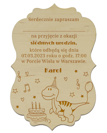 Zaproszenie Na Urodziny Dziecka - Drewniane, Personalizowane
