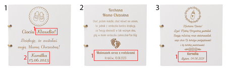 Podziękowanie dla rodziców Chrzestnych na Chrzest - Drewniana Kartka
