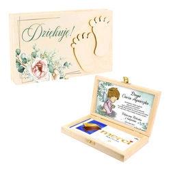 Pudełko ze stópkami - Podziękowanie dla Rodziców Chrzestnych