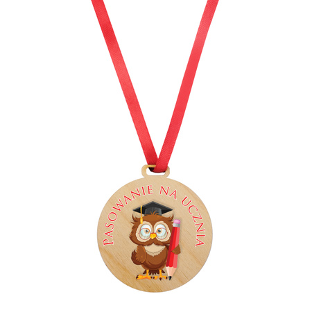Medal Pasowanie Szkoła podstawowa - Drewniany