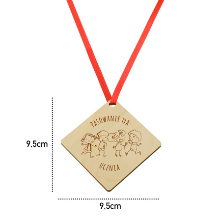 Medal na pasowanie, ślubowanie - Drewniany