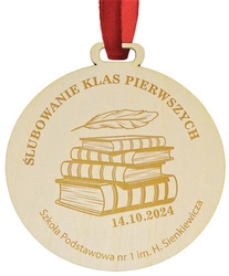 Medal na pasowanie, ślubowanie - Drewniany, personalizacja, wiele wzorów