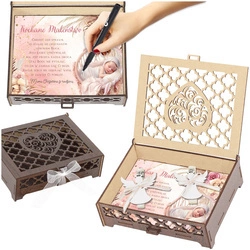 Prezent na Chrzest dla dziewczynki Pudełko na pieniądze brązowe