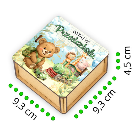 Drewniane pudełko z nadrukiem – na cukierki i drobiazgi