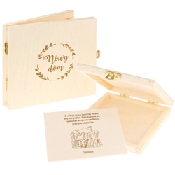 Personalizowane naturalne pudełko z kartką - Prezent na Nowy Dom 