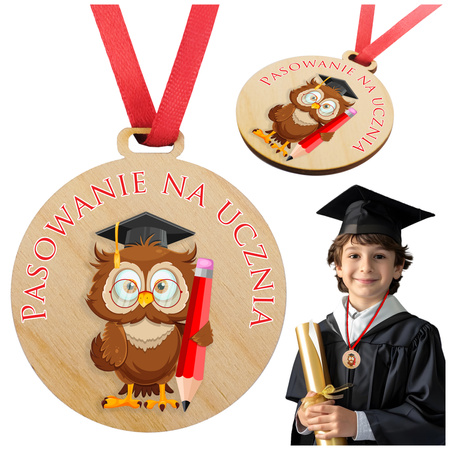 Medal Pasowanie Szkoła podstawowa - Drewniany