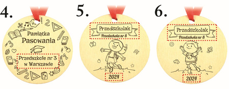 Medal na Pasowanie - Drewniany, personalizacja, wiele wzorów