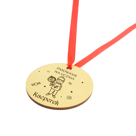 Medal Pasowanie na pierwszoklasistę - Drewniany, personalizacja, wiele wzorów