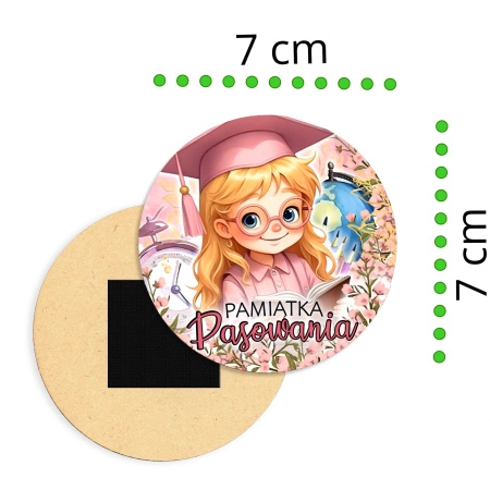 Drewniany magnes na pasowanie ucznia – pamiątka