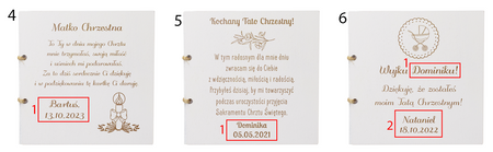 Podziękowanie dla rodziców Chrzestnych na Chrzest - Drewniana Kartka