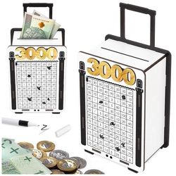 Skarbonka wykreślana wykreślanka walizka - wyzwanie oszczędzanie, cel 3000zł