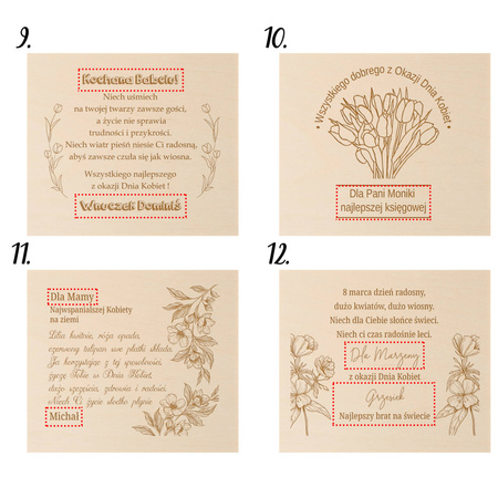Prezent na Dzień Kobiet  - Personalizowane naturalne pudełko z kartką