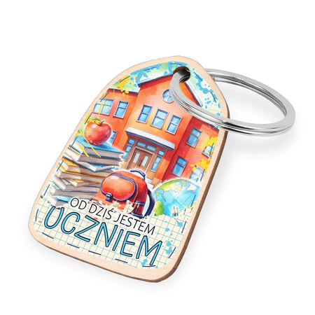Drewniany brelok z nadrukiem – prezent dla dzieci