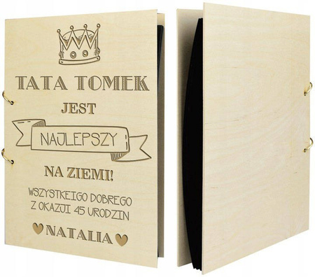 Naturalny album pionowy z personalizowaną okładką - Prezent dla Taty 