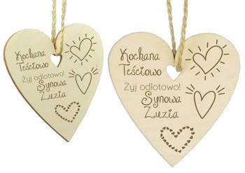 Zawieszka w kształcie serca z personalizowanym grawerem -  Prezent dla Teściowej 