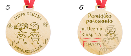 Medal na Pasowanie - Drewniany, personalizacja, wiele wzorów
