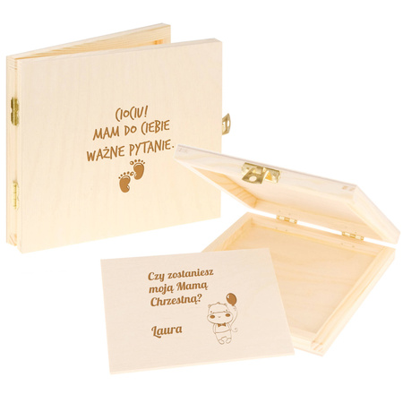 Personalizowane pudełko z kartką - Prośba o bycie Chrzestnym 