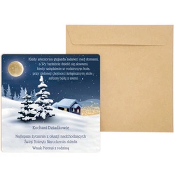  Prezent na Święta - drewniana kartka z życzeniami, kartka świąteczna