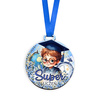 Kolorowy medal na pasowanie z niebieską wstążką