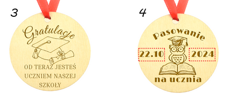 Medal na Pasowanie - Drewniany, personalizacja, wiele wzorów
