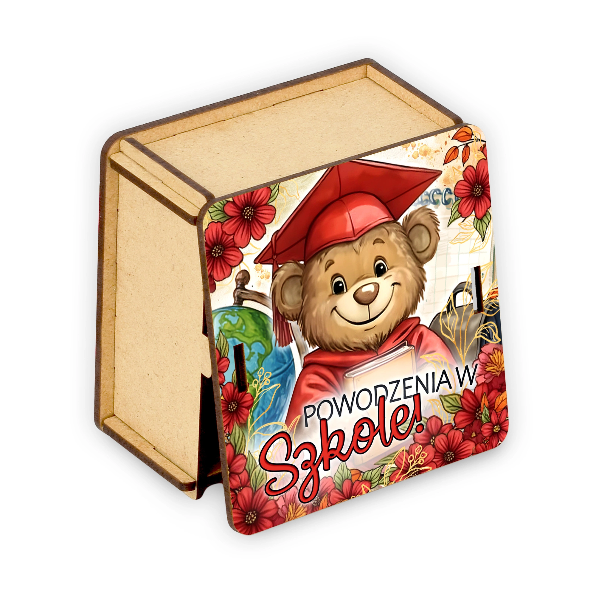 Kolorowy nadruk na drewnianym pudełku