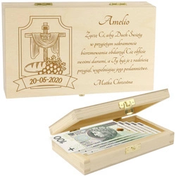 Personalizowane zamykane pudełko na pieniądze - Prezent na Bierzmowanie 