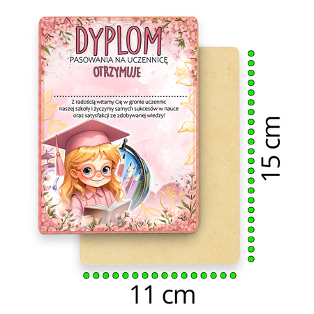 Drewniany dyplom pasowania z kolorowym nadrukiem