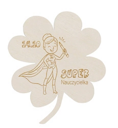 Prezent na Dzień nauczyciela - Drewniany Magnes Koniczyna