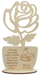 Prezent na Dzień Nauczyciela - Drewniana Róża z Grawerem