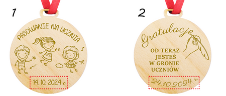 Medal na Pasowanie - Drewniany, personalizacja, wiele wzorów