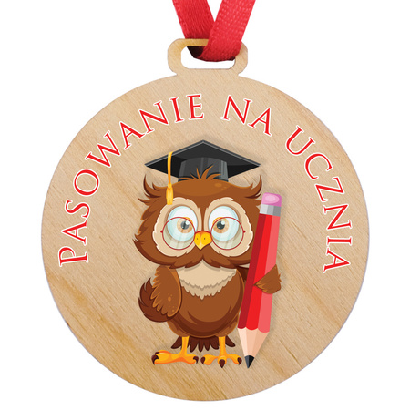 Medal Pasowanie Szkoła podstawowa - Drewniany