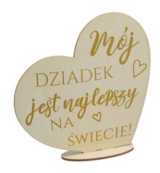Prezent dla Babci i Dziadka - Drewniane, Duże Serce, Laurka, Statuetka