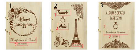 Naturalny album pionowy z personalizowaną okładką - Prezent na Zaręczyny 