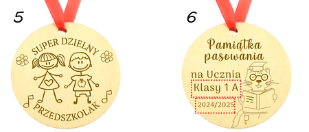 Medal na Pasowanie - Drewniany, personalizacja, wiele wzorów