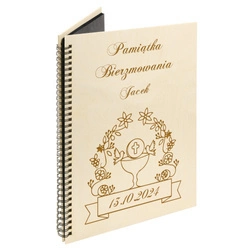 Naturalny album pionowy z personalizowaną okładką - Prezent na Bierzmowanie 