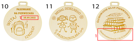 Medal na pasowanie, ślubowanie - Drewniany, personalizacja, wiele wzorów