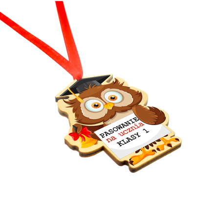Medal Pasowanie na ucznia klasy 1 - sowa